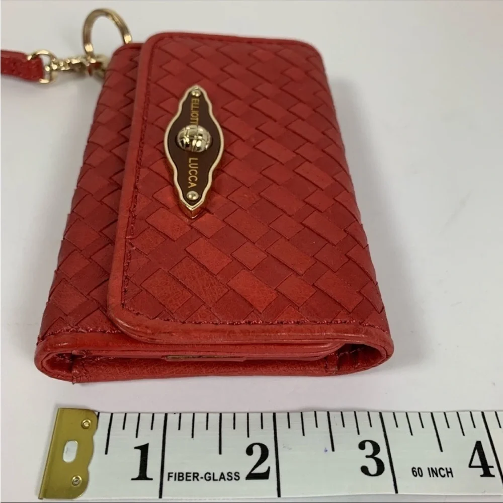 Elliott Luca Red Woven Leather Gold Accents